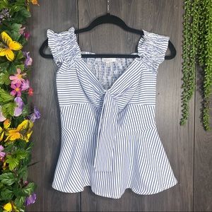 =💙2/$40💙Lucy Paris Stripped Cap Sleeve Peplum Babydoll Blouse Size Small